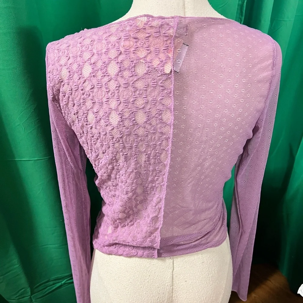 Self Esteem Purple Asymmetrical Fitted Blouse